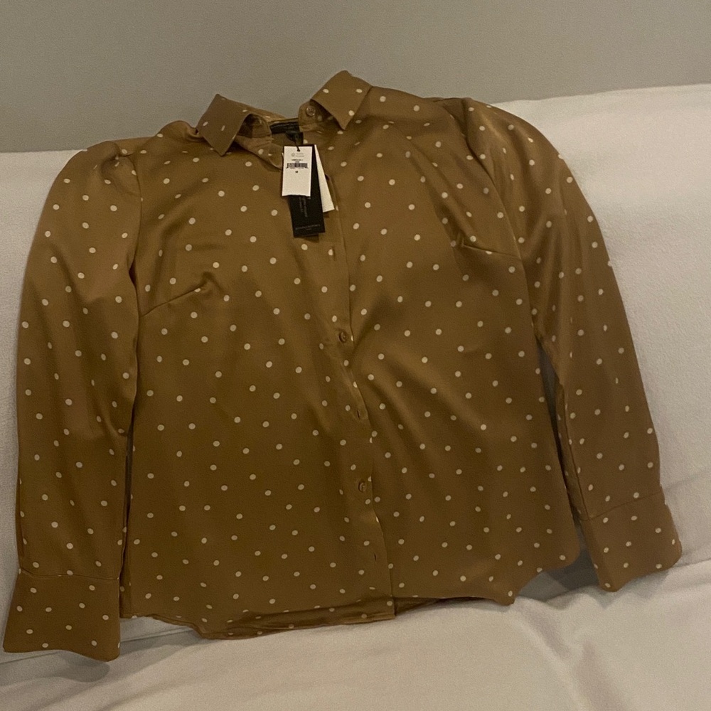 Banana Republic Tan Polka Dot Shirt